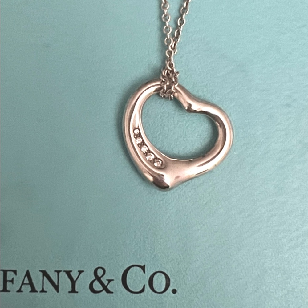 Tiffany & Co Elsa Peretti Open Heart Diamond Necklace